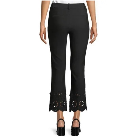 Derek Lam 10 Crosby Cropped Flare Trouser Pant Black Eyelet Embroidery Women’s 4 - Picture 2 of 11